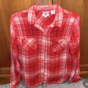 Levi’s Boyfriend Fit Red Plaid Button-Down Shirt